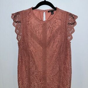 Cable & Gauge Pink Lace Embellished Blouse